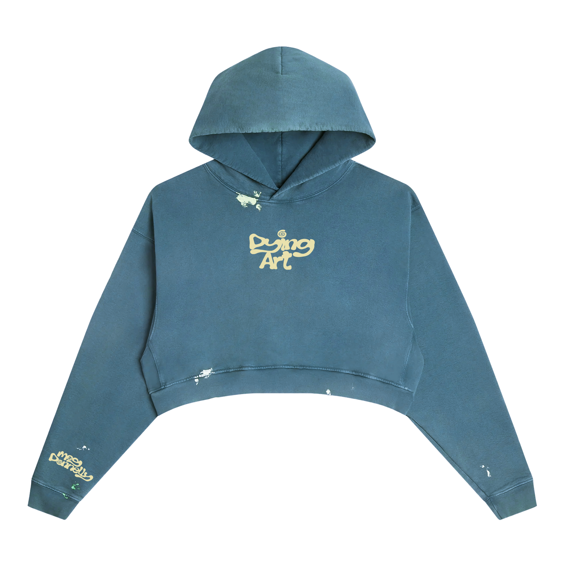 Dying Art Sun Faded Paint Splatter Crop Hoodie